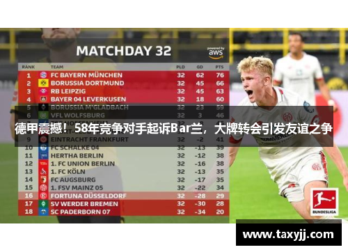 德甲震撼！58年竞争对手起诉Bar兰，大牌转会引发友谊之争