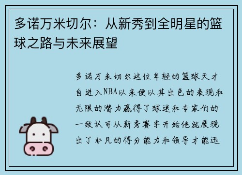 多诺万米切尔：从新秀到全明星的篮球之路与未来展望